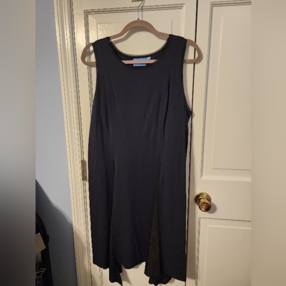 Navy Assymetrical hem Shift DressSimple flattering navy dress. With angled cuts. - Picture 1 of 7